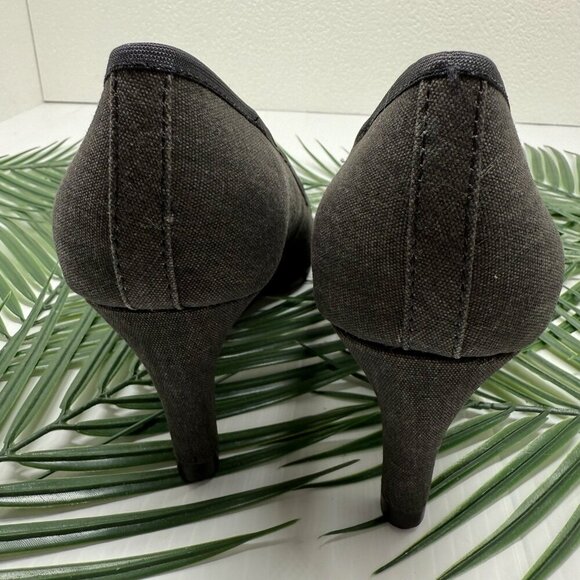 Lori Goldstein Pumps Black Washed Linen LI YARROW  Size 5.5 Pointed Toe Heels - Picture 8 of 12